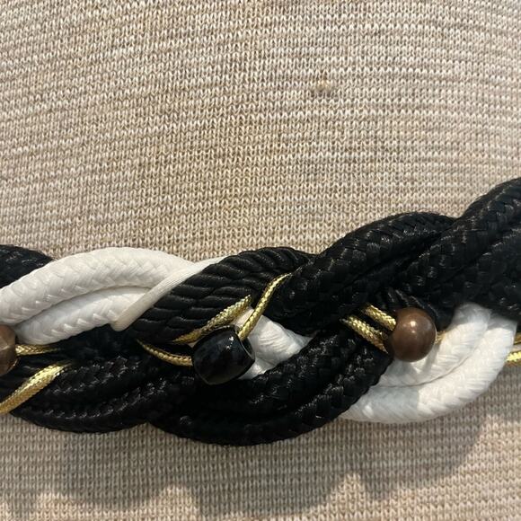 Size XS?/S/M Vintage Womens Belt Braided Rope 80s Maximalism Beaded main image 5